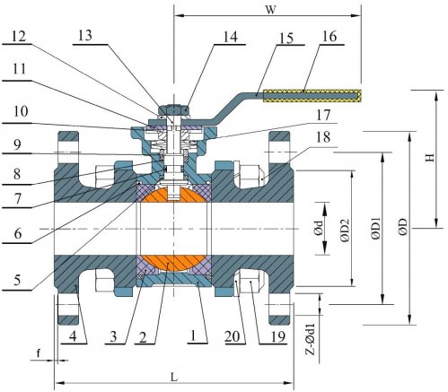 Cấu tạo van bi tay gạt Ayvaz V-3FP