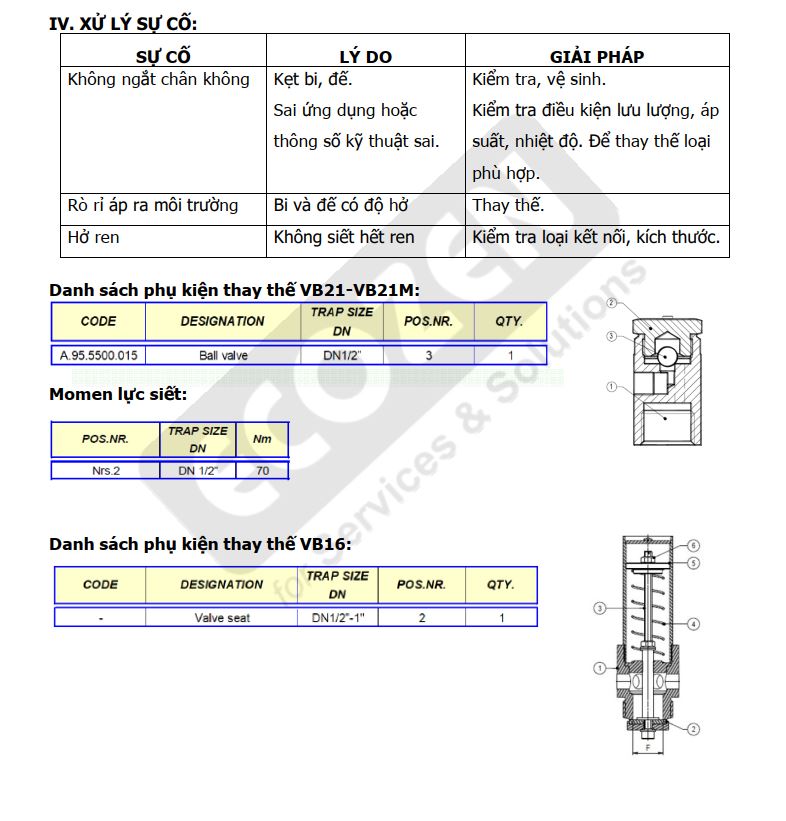 Hướng dẫn lắp đặt và bảo trì Van ngắt chân không Adca Model VB