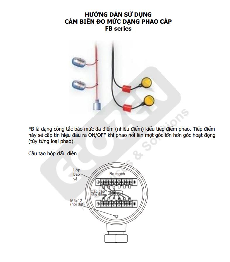 Hướng dẫn sử dụng Cảm biến đo mức dạng phao cáp Finetek Model FB