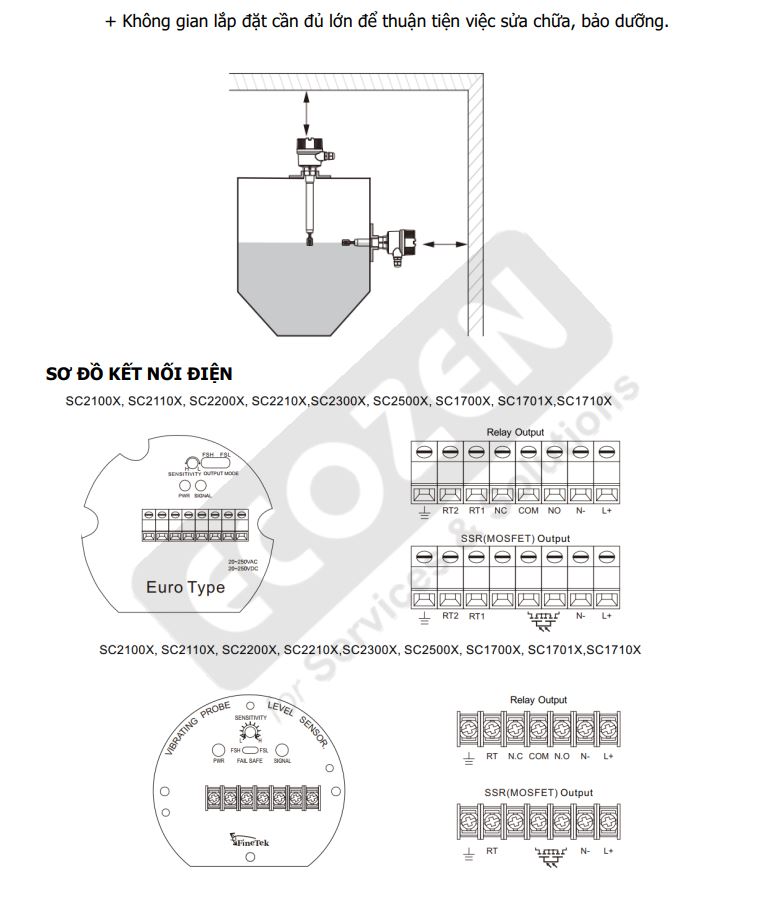 Hướng dẫn sử dụng Cảm biến đo mức dạng rung Finetek Model SC