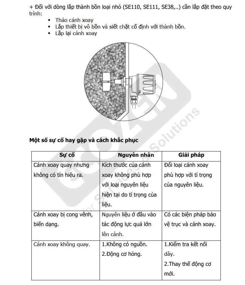 Hướng dẫn sử dụng Cảm biến đo mức quay Finetek Model SE