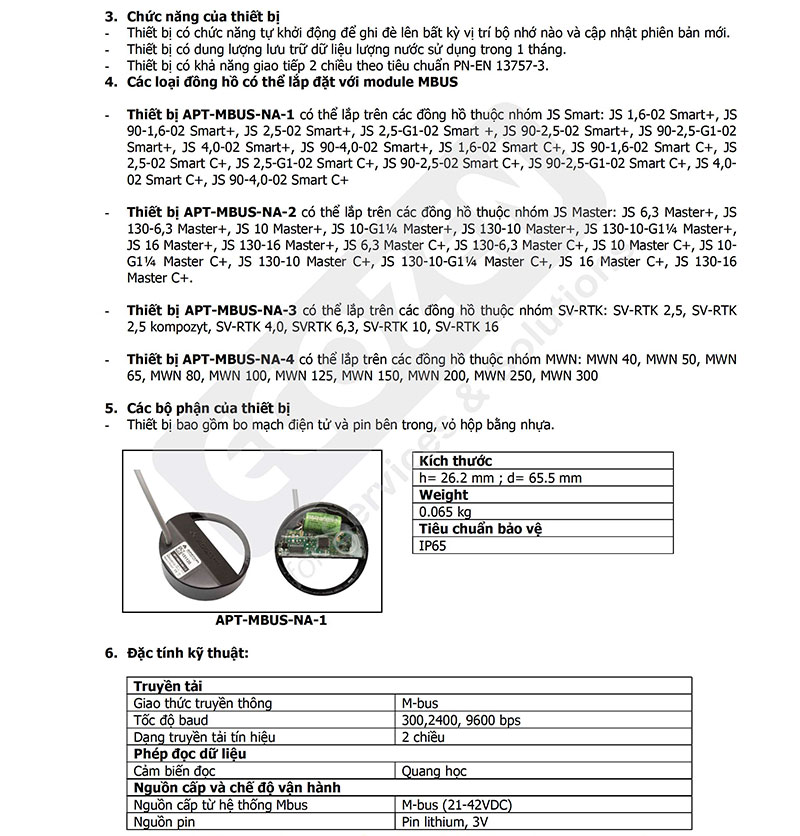 Hướng dẫn sử dụng APT-MBUS-NA-1;NA-2;NA-3;NA-4