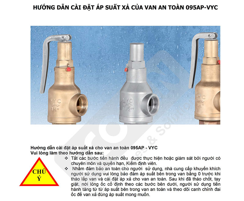 Hướng dẫn cài đặt áp suất xả của Van an toàn VYC Model 095